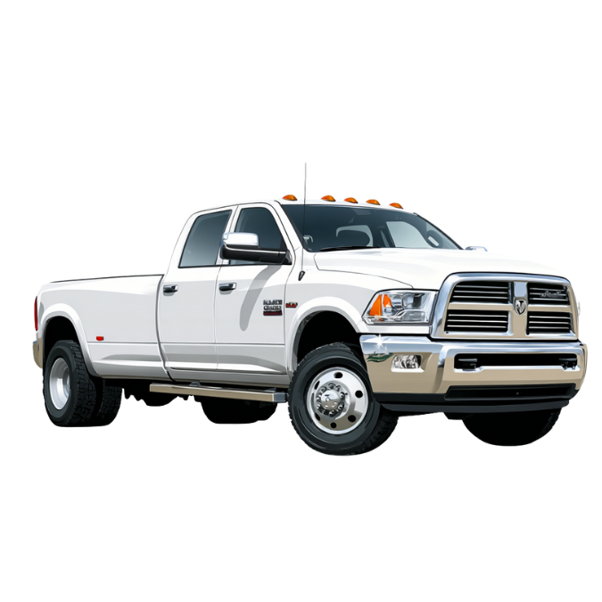 illustration of a white dually truck
